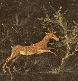 Archive image of a deer jumping across a tree.